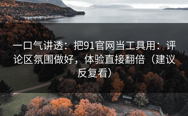 一口气讲透:把91官网当工具用:评论区氛围做好,体验直接翻倍(建议反复看) 一口气讲透:把91官网当工具用:评论区氛围做好,体验直接翻倍(建议反复看)