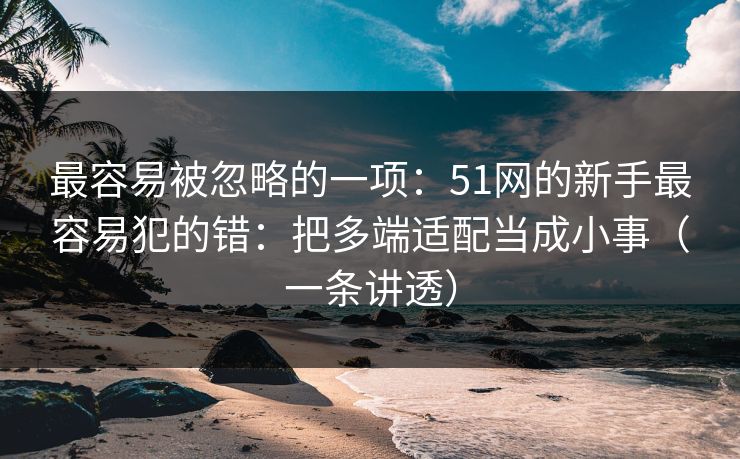 最容易被忽略的一项：51网的新手最容易犯的错：把多端适配当成小事（一条讲透）