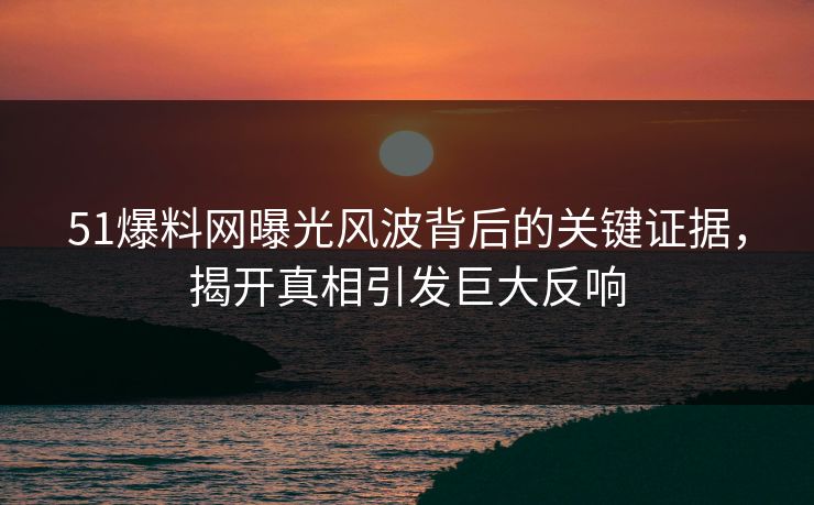 51爆料网曝光风波背后的关键证据，揭开真相引发巨大反响